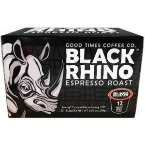 Espresso Dark Bold Coffee Black Rhino Keurig K Cups Pods Strong